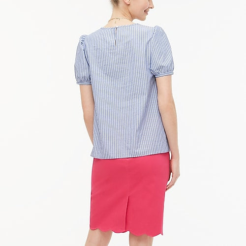 J. Crew Puff-sleeve blue/white