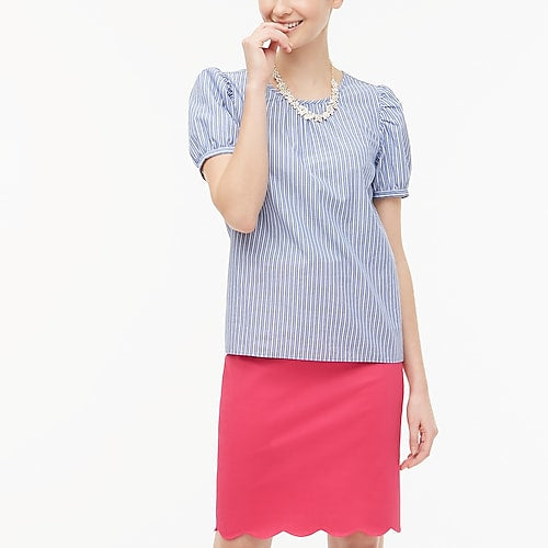J. Crew Puff-sleeve blue/white