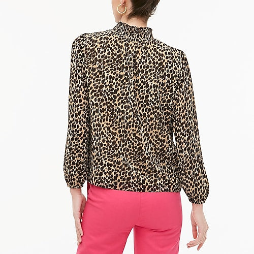 J.Crew Leopard long-sleeve mockneck S&M