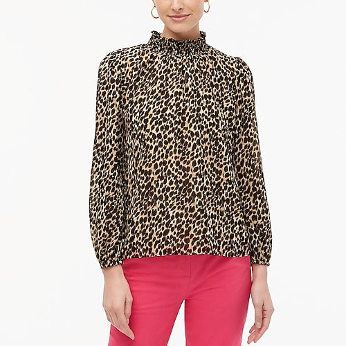 J.Crew Leopard long-sleeve mockneck S&M