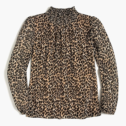 J.Crew Leopard long-sleeve mockneck S&M