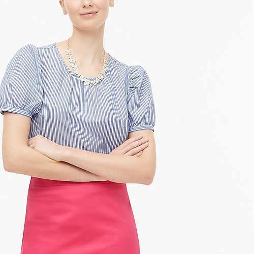 J. Crew Puff-sleeve blue/white